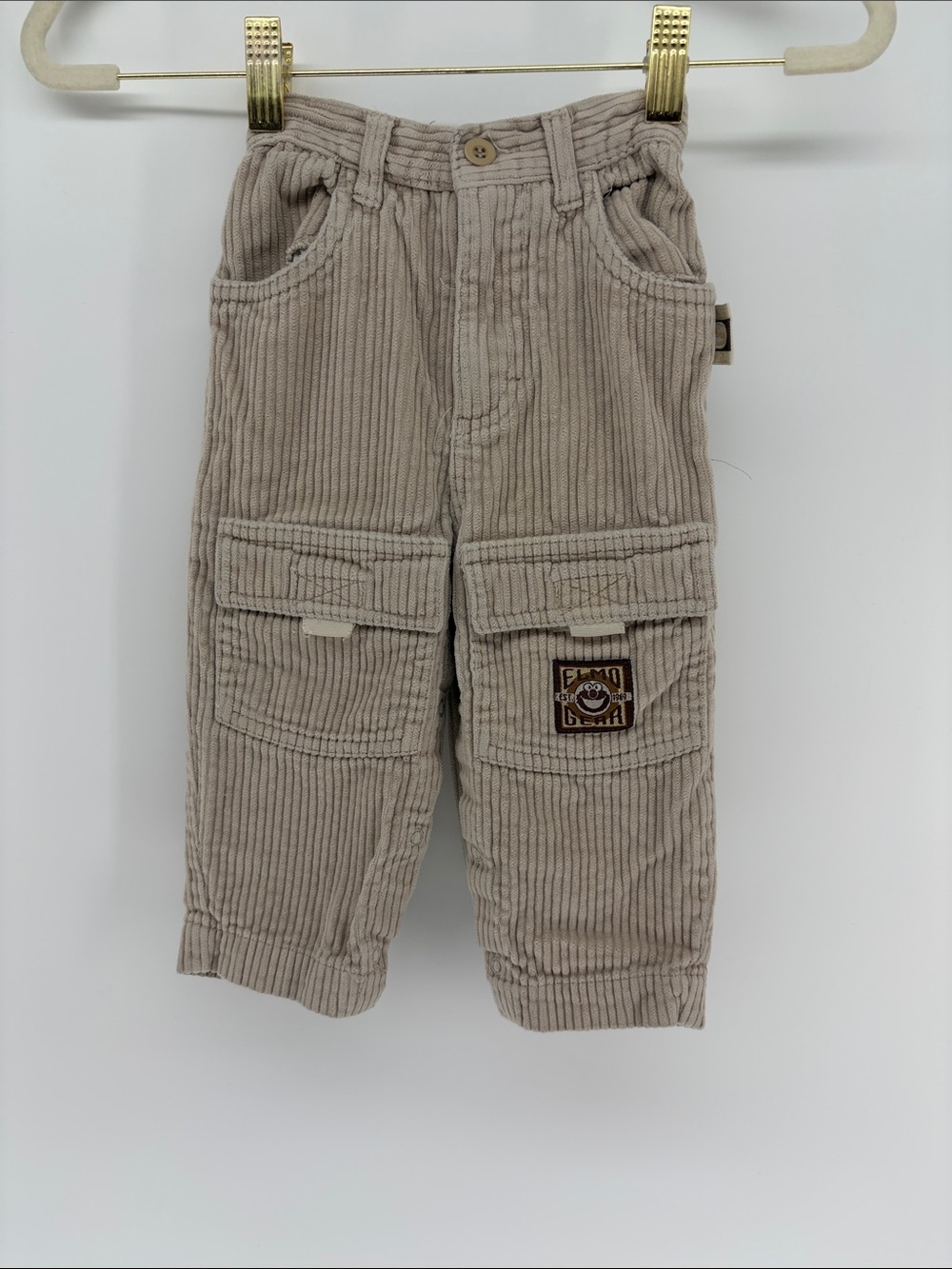 Vintage 90s/Y2K Sesame Street "Elmo Gear" Kids Corduroy Cargo Pants 24M
